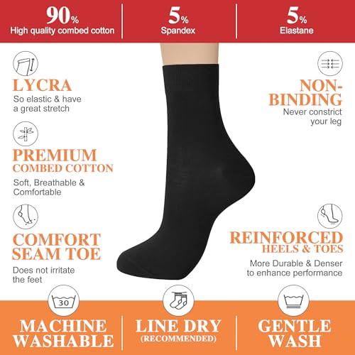 ATBITER Women Thin Cotton Crew Socks,Ankle Bootie Casual Dress Socks 6Pairs - color: 10 Pairs 10black, size: 9-11