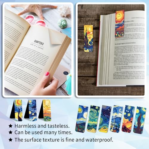 96 Pieces Magnetic Bookmarks Magnet Page Markers - Book Marks for Reading Women & Men with Storage Boxes - Cute Magnet Bookmark Clips for Reading Pleasure（Oil Painting） - size: 96, style: Oil Painting Style
