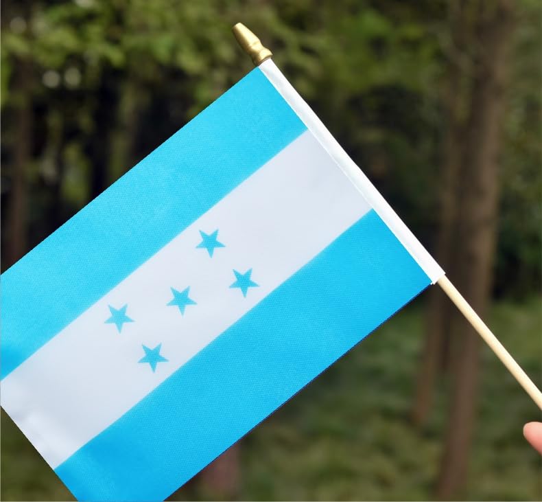 25Pack Small Honduras Flag Handheld Mini Honduran on Stick 5x8 Inch - color: Honduras