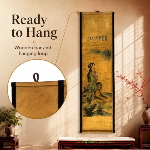 Wall Art Poster Prints Painting Scroll Decor Japanese Bamboo Tiger Lady - color: C2