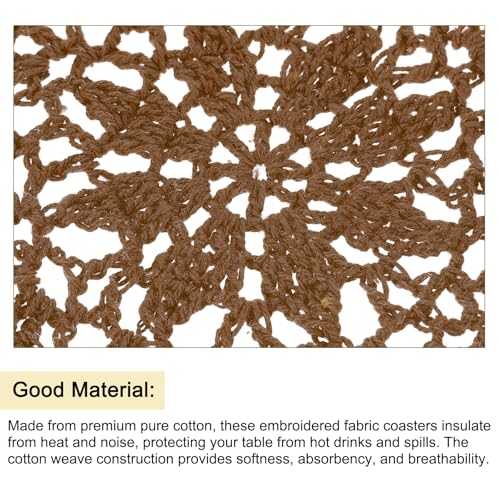 uxcell Fabric Coasters, 8pcs 4" - Cotton Woven Crochet Doilies, Lace Embroidery Cup Mat with Floral Pattern for Wedding Party Decoration (Chocolate Color) - color: Chocolate Color