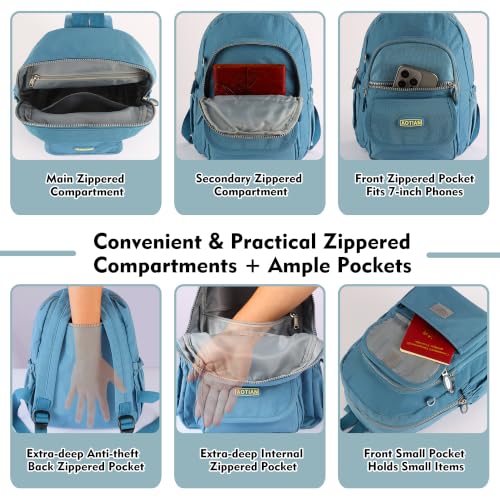 AOTIAN Mini Backpack for Women, Lightweight Sturdy Nylon Small Daypack - color: Mini Light Blue