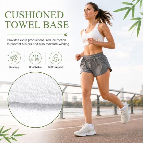 floconssy Ankle Socks for Women, Bamboo Viscose Cushioned Running Socks - color: 5 Pairs (2black+2white+1grey), size: 9-11