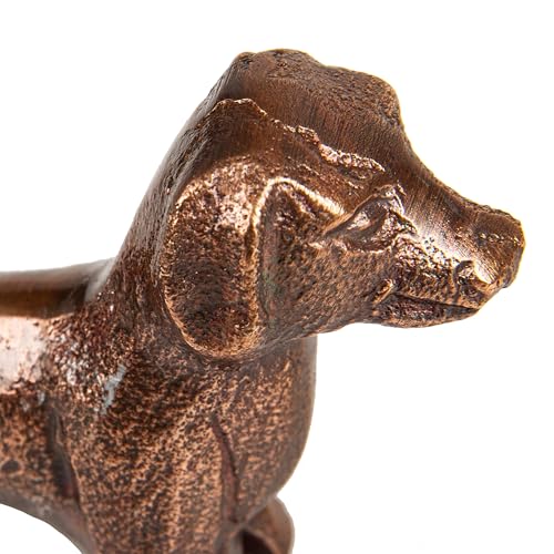 Mind Reader Dachshund Figurine, Desk or Bookshelf Home Decor, Cast Aluminum, Antique Brass Finish - color: Decorative Dog