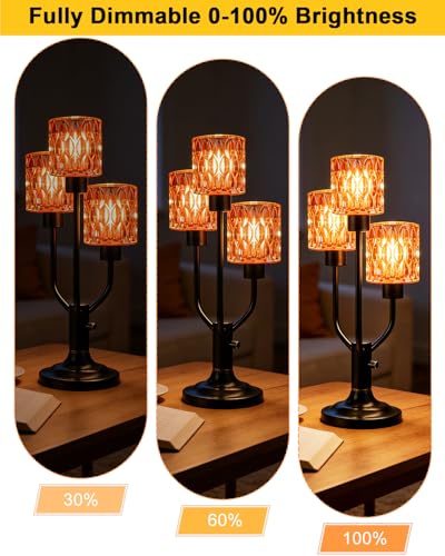 Lightdot Mid Century Modern Table Lamp Red Glass Dimmable 3 Bulbs Included - color: 14-Black-Pink-Cylinder