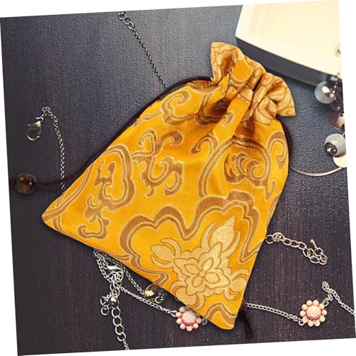Kisangel Golden Silk Brocade Fortune Bag with Drawstring Closure - color: Golden