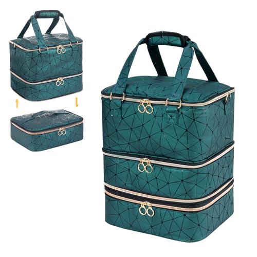 Uross Nail Polish Organizer Bag Holds 84 Bottles Nail Polish & Nail Lamp,Large Gel Nail Polish Organizers and Storage box for Nail Tech, Nail Kit Supplies Organizer Case-Darkgreen - color: Darkgreen, size: X Large - 11 x 9.5 x 13 inch (84 bottles)