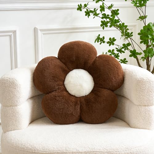Kcvvcr Flower Pillow, Cute Decorative Flower Shaped Throw Pillow (B-Brown, 14.9 Inch) - color: B-brown, size: 14.9 Inch