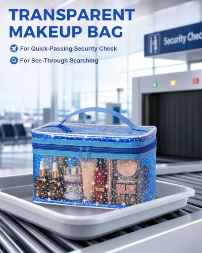 Star Clear Makeup Bag, Waterproof Travel Cosmetic Bag Toiletry bag,DarkBlue - color: Dark Blue