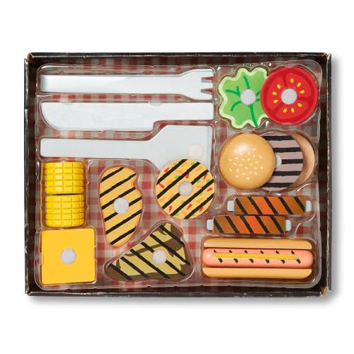 Melissa & Doug Grill & Serve Wooden BBQ Toy Food Cooking Set