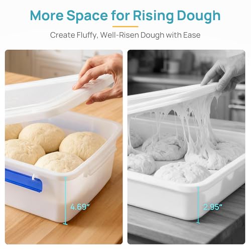 Vtopmart 2 Pcs Pizza Dough Proofing Box with Lids and Latches for 4-6 Balls