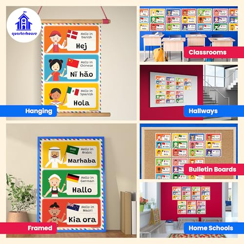 Quarterhouse 7 Poster Hello in 21 Languages Classroom Set - color: Hello in 21 Languages