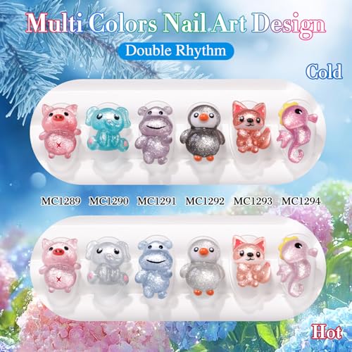 Double Rhythm Cat Eye Gel Nail Polish Set of 6 Same Color Same Bottle 0.5 Oz Shimmer Glitter with Magnet Holographic Reflective Magnetic UV Nail Polish Kit at Home (Color Changing-T6-49) - color: Color Changing Nude Pink