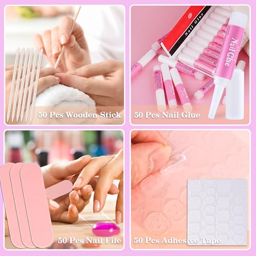 Press On Nail Tool Kit Nail Prep Kit Packaging (50pcs in Purple) - size: 50pcs in purple