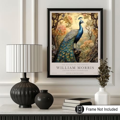 Poster Master Peacock Print - William Morris Poster - Flower & Animal Illustration - Botanical Exhibition Wall Design - Floral Bird Artwork - Aesthetic Office or Bedroom Decor - 8x10 UNFRAMED Wall Art - color: Style-11, size: 8"L x 10"W