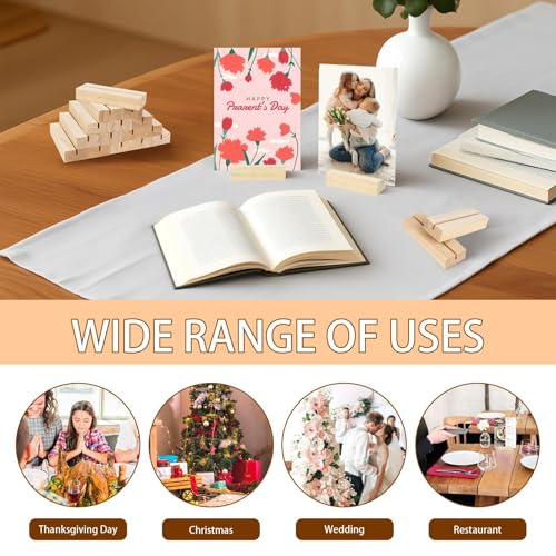 15Pcs 3.9x1.4 Inches Wood Table Number Stands, Wooden Place Card Holders, Acrylic Sign Holders for Wedding, Ceremony, Birthday, Party, Home Decoration, Events (3mm Slots) ﻿ - size: 15 Pcs- L 3.94"- Slots 3mm