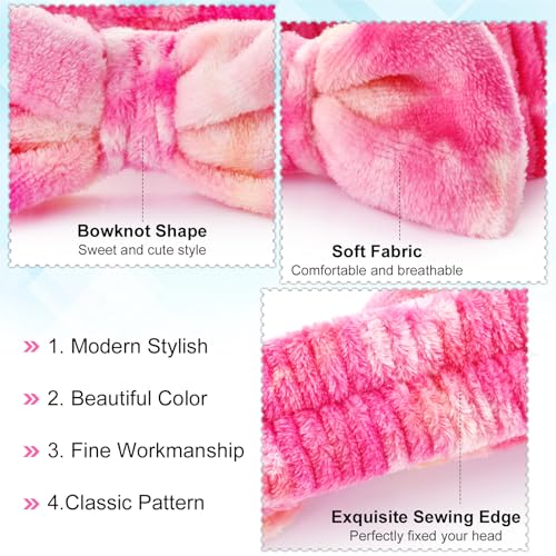 Wteehn 6pcs Headband and Wristband for Face Washing, Makeup Spa Skincare Headband, Skin Care Face Wash Headbands Wrist Bands Tools Set, for Women and Teen Girls Gifts - color: dark coloured+rose red