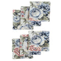 CUSHYSTORE 2 Layers Coasters Saucers Canvas Floral Botanical Fabric 4", 6 Pack - Blue Rose Garden - color: Blue Rose Garden