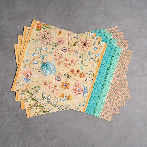Maison d' Hermine Placemats Set of 4 Reusable 100% Cotton (13"x19") - color: 057 - Luxury Loft - Peach, size: 13" X 19" (Pack of 4)