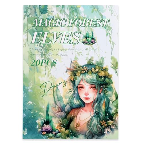 Scrapbook Fantasy Stickers 20 Sheets 240 Pre-Cut Washi Stickers for Journaling PET Transparent Fairy Sticker Decorative or DIY Paper Crafts, Arts and Crafting Projects - color: Forest Elves