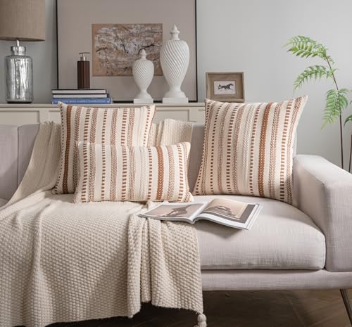 Cethom Brown Fall Rustic Boho Throw Pillow Covers 18x18 Inch Set of 2 - color: Brown, size: 18" x 18" (Pack of 2)