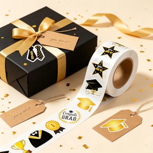Graduation Stickers Roll Cartoon Grad Cap Trophy Self Adhesive Decor Labels - style: Graduation Cup
