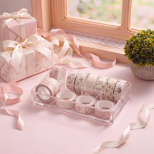 Gueevin 24 Rolls Floral Washi Tapes Set Scrapbook Supplies, Pink Floral - style: Pink Floral