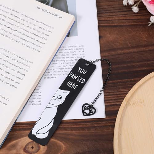 Cute Cat Bookmark, Reading Lover Gift Zinc Alloy Bookmarks for Women - style: Black Smile Cat