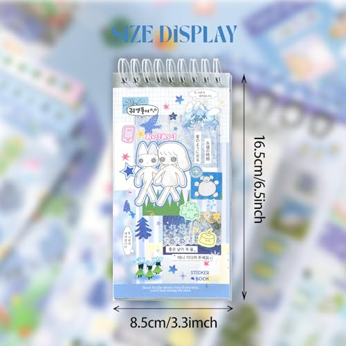 20 Sheets INS Style Cute Cartoon Sticker Book – Kawaii Stickers for Journaling Junk Journal Scrapbooking Planner DIY Crafts Teens - color: Blue