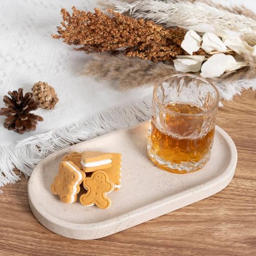 Koville Natural Marble Tray for Bathroom, Vanity Decorative Marble Trays for Countertop Organizer, Catchall Trays for Perfume, Candles, Jewelry, Stone Tray for Decor(Moca Crema Yellow) - color: Moca Crema Yellow