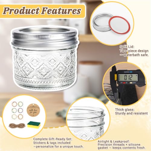 STARDISDE 4oz Small Glass Mason Jars 8-Pack, Canning Jars with Lids - color: Clear08-4oz