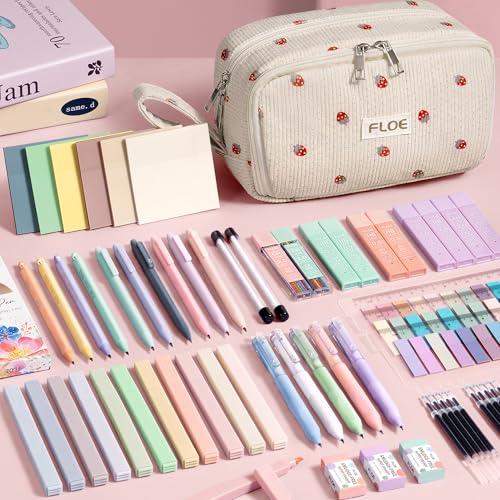 62PCS Aesthetic School Supplies Cute Back to School Supplies Stationary Set - color: Blue Floral