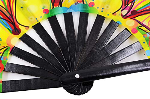 Large Folding Hand Fan Rave Fans, Fire Phoenix - color: Fire Phoenix