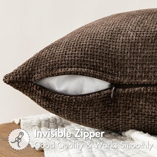 MIULEE Decorative Couch Throw Pillow Covers 16x16 Inch Dark Brown 2 Pack - color: Dark Brown, size: 16" x 16" (Pack of 2)