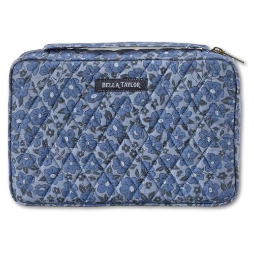 Bella Taylor Small Bible Cover, Quilted Bible Case, Navy Floral - color: Navy Floral, size: Small