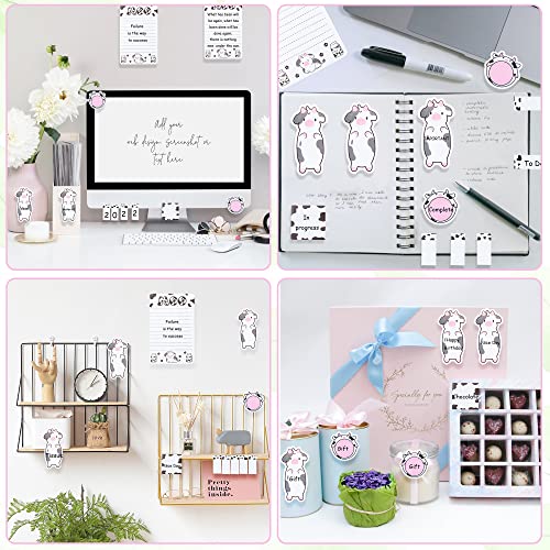 Xqumoi I Just Really Like Cow Sticky Notes Set, 550 Sheets, Cute Pink Cow Shaped Self-Stick Notes Pads Barnyard Farm Animal Divider Tabs Bundle Writing Memo Pads Back to School Office Supplies - color: 1pack-cow