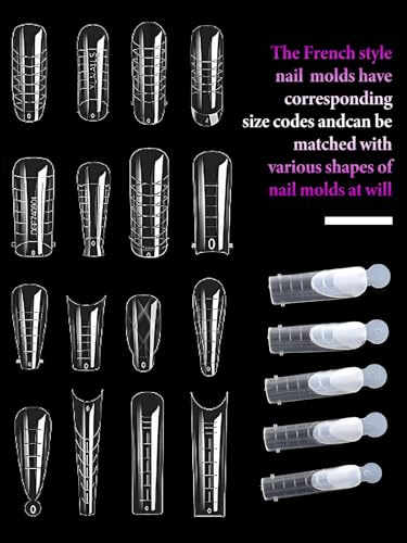 EBANKU French Nail Forms Sticker, 144 PCS Dual Nail Forms Silicone Tip Stickers, Reusable Pads for Poly Gel Nail Mold, Manicure
