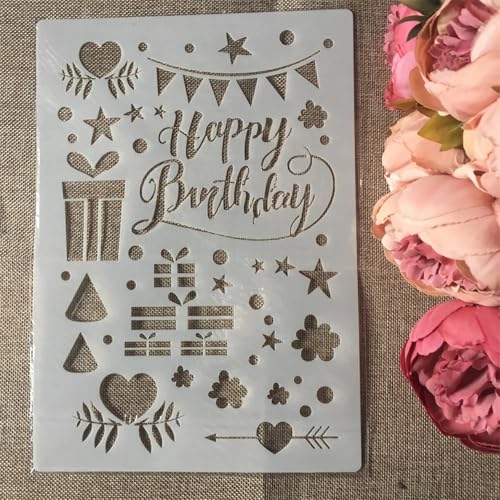 TIAMECH A4 Reusable Happy Birthday Stencil for Painting - style: Happy Birthday Party