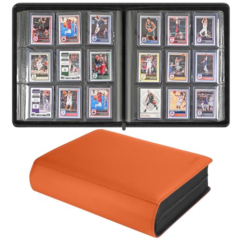9 Pocket TopLoader Binder, Holds 360 3”x4” Toploader Hard Cases, Sleeves Card Collection Binder, 20 Double Sided Pages, Compatible with Trading & Sports Holder - Orange - color: Orange