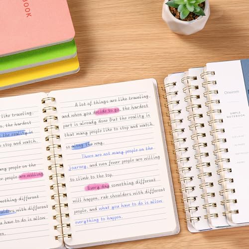 Spiral Notebook-5.75" x 8.125" College Ruled Journal with Inner Pockets and 160 Pages,PU Leather Cover Business Journal, Twin-Wire Binding Notebook Perfect for Office & Home School Supplies Reef Blue - color: 001-Reef Blue-1pack, size: A5-160 pages
