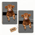 2 Pcs Funny Highland Cow A5 Spiral Notebook 160 Pages, Cow Gifts for Women - color: Multicolour 0033