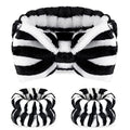 Hanaive 3 Pcs Spa Headband and Wristbands for Washing Face, Dark Stripes - style: Dark Stripes