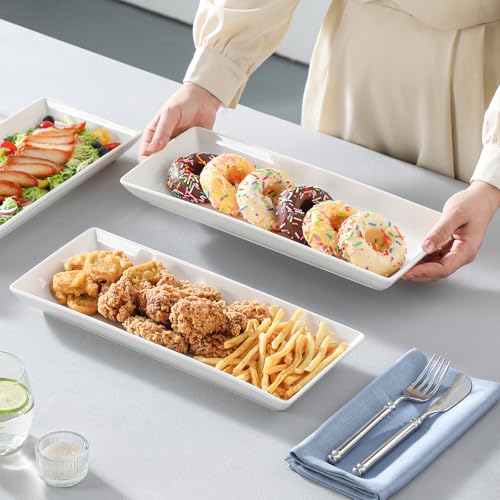 MALACASA 3 Tier Serving Trays, White Porcelain Serving Platters, 14 Inch - color: White, size: 14 Inch