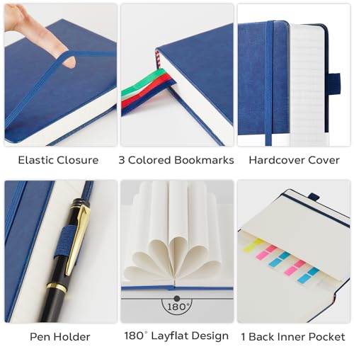 FOCUS DAY Hardcover Journal Notebook 8.5 x 11, 320 Pages Large A4 Notebook Journal College Ruled for School Work, Big Leather Journal for Writing Women Men, 100Gsm Lined Paper, Blue - color: 1.Blue, size: A4