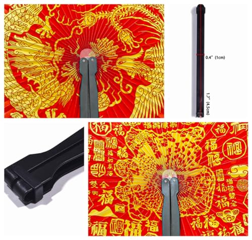 10 Pieces Chinese Dragon and Phoenix Paper Fans - color: Chinese Dragon and Phoenix, size: 10 PCS