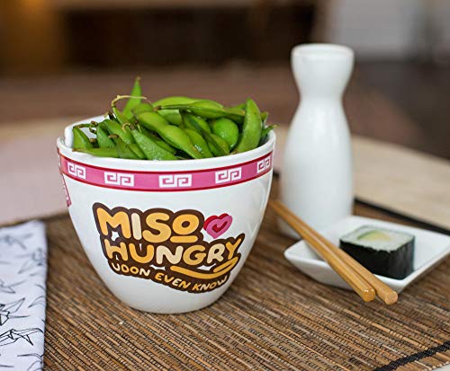 Toynk Miso Hungry Japanese Dinnerware Set | 16-Ounce Ramen Bowl and Chopsticks