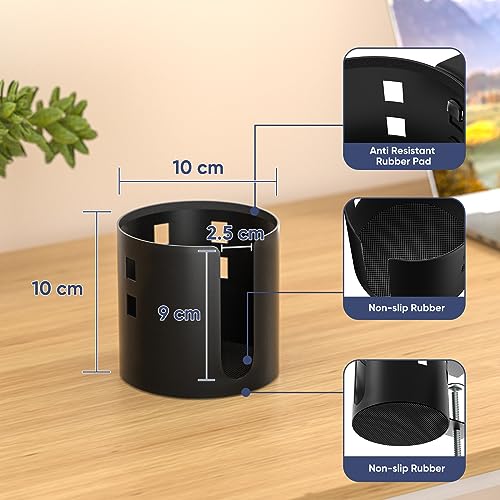 Deeper Anti-Spill Large Desk Cup Holder Clamp,Metal Table Cup Holder(Black) - color: Black, size: 1 Pack, Deeper, 3.95 inch