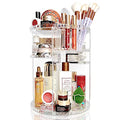 360 Degree Rotating Makeup Organizer, DIY 8 Adjustable Layers Spinning Skincare Organizer, Cosmetic Display Case with Brush Holder Perfume Tray