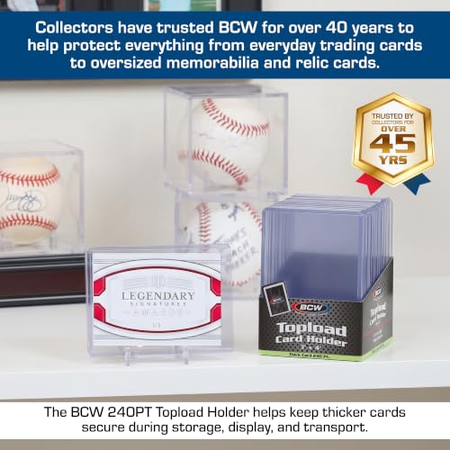 BCW 240 Pt Thick Card Topload Holders for Relic and Patch Cards, 10 Count - color: 240 Pt. / 7 Mm