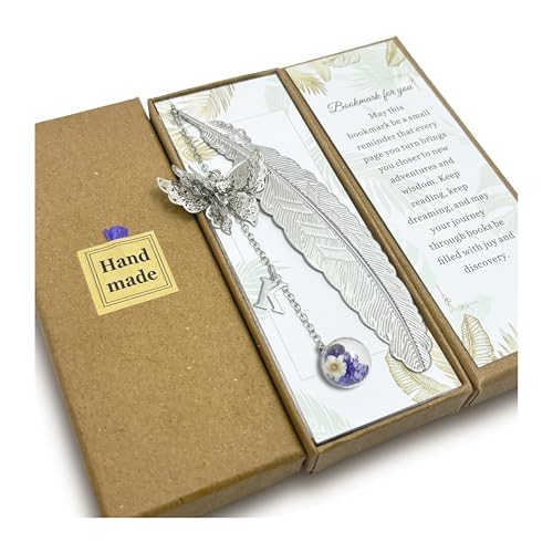 Letter Butterfly Metal Feather Bookmarks Gifts for Reading Women Book Lovers Unique Book Mark Birthday Mothers Day Valentines Christmas Gift for Teacher Mom Best Friend Coworkers Stocking Stuffers, K - style: Silver-K